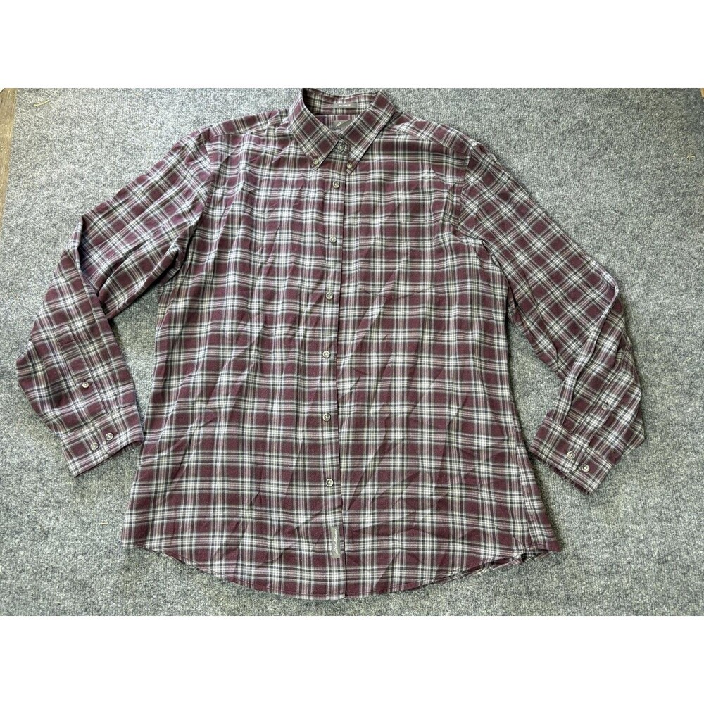 Eddie Bauer Shirt Mens L Red Long Sleeve Plaid Flannel Button-Down Casual